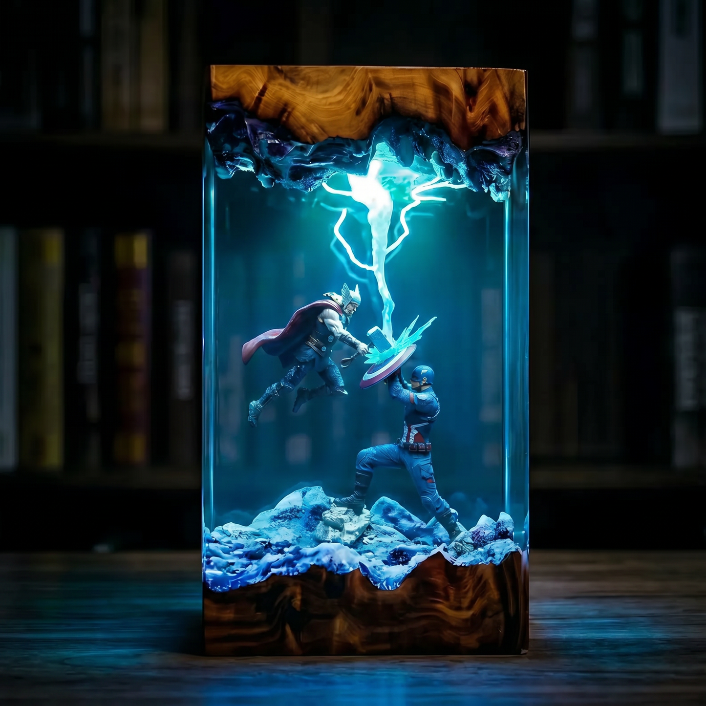 Lampe résine Thor vs Captain America