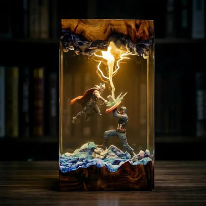 Lampe résine Thor vs Captain America