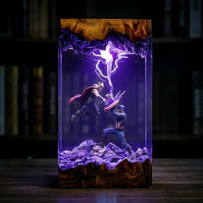 Lampe résine Thor vs Captain America
